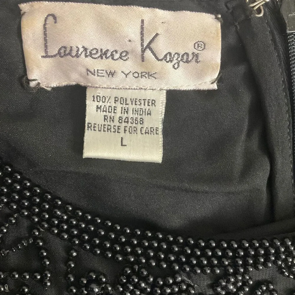 Vintage Black Heavily Beaded Short‎ Sleeve A Line Dress Large - Picture 2 of 5